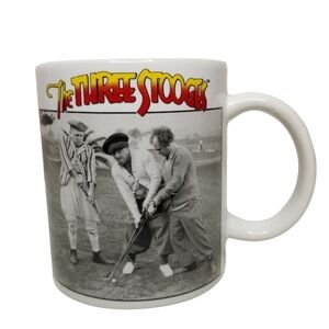 The Three Stooges Coffee Mug‎ Tea Cup Larry Moe Curly Golf Scene 10oz